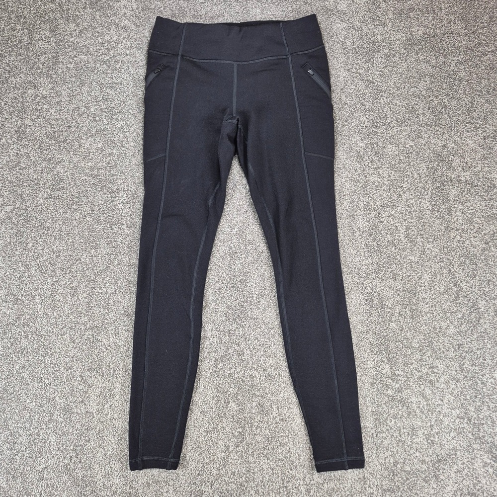 Athleta Polartec Power Stretch Fleece Lined Leggings Womens Small Black Pockets